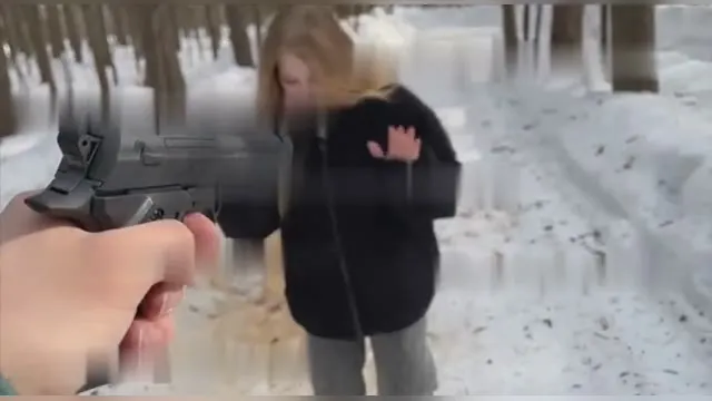 Forced my girlfriend to fuck in the forest at gunpoint